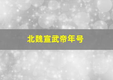 北魏宣武帝年号