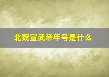 北魏宣武帝年号是什么