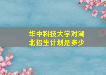 华中科技大学对湖北招生计划是多少