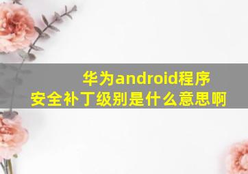 华为android程序安全补丁级别是什么意思啊