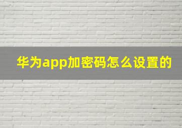 华为app加密码怎么设置的