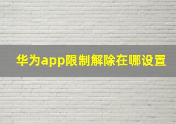 华为app限制解除在哪设置