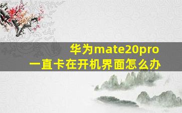 华为mate20pro一直卡在开机界面怎么办