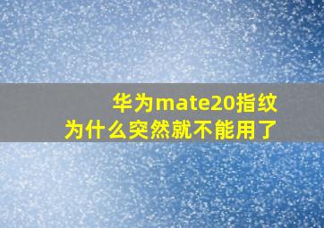 华为mate20指纹为什么突然就不能用了