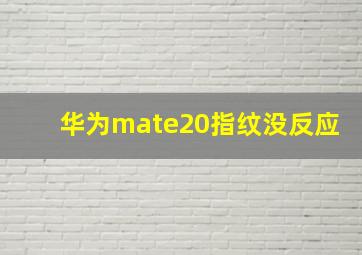 华为mate20指纹没反应