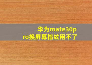 华为mate30pro换屏幕指纹用不了