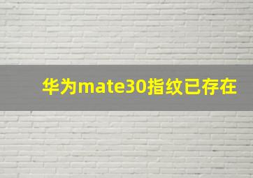 华为mate30指纹已存在