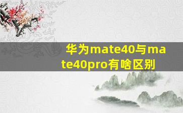 华为mate40与mate40pro有啥区别