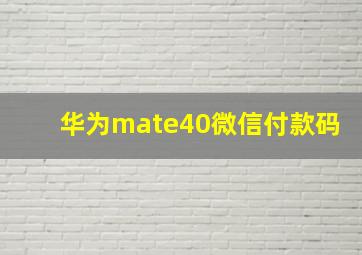 华为mate40微信付款码