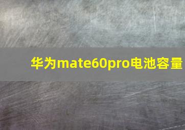 华为mate60pro电池容量