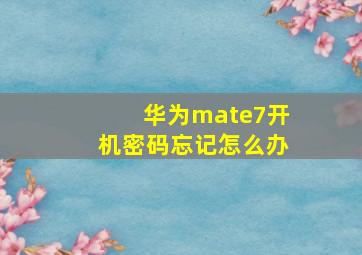 华为mate7开机密码忘记怎么办