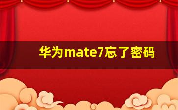 华为mate7忘了密码