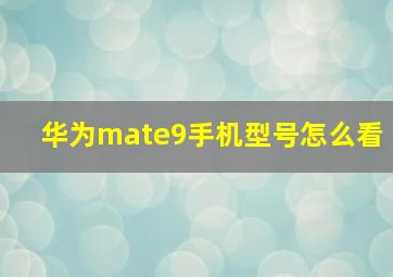 华为mate9手机型号怎么看