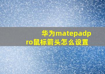 华为matepadpro鼠标箭头怎么设置