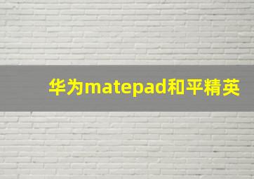 华为matepad和平精英