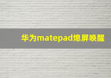 华为matepad熄屏唤醒