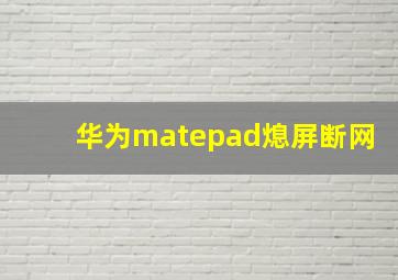 华为matepad熄屏断网