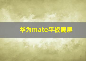 华为mate平板截屏