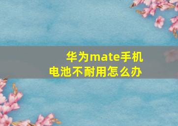 华为mate手机电池不耐用怎么办