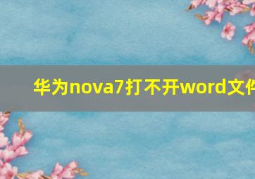 华为nova7打不开word文件