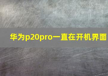 华为p20pro一直在开机界面