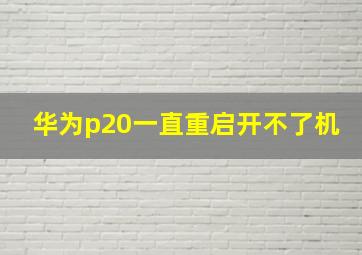 华为p20一直重启开不了机