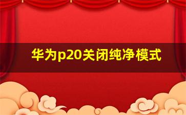 华为p20关闭纯净模式