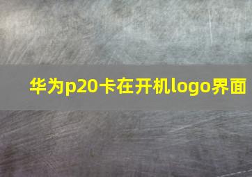 华为p20卡在开机logo界面