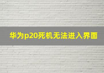 华为p20死机无法进入界面