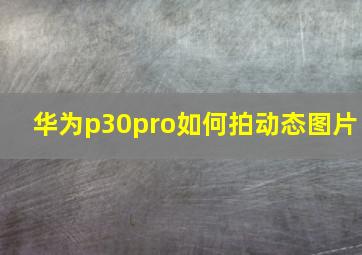 华为p30pro如何拍动态图片