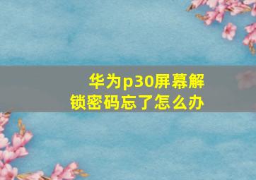 华为p30屏幕解锁密码忘了怎么办