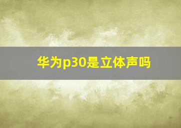 华为p30是立体声吗