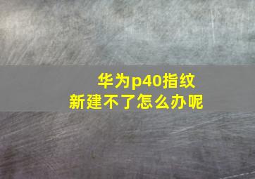 华为p40指纹新建不了怎么办呢