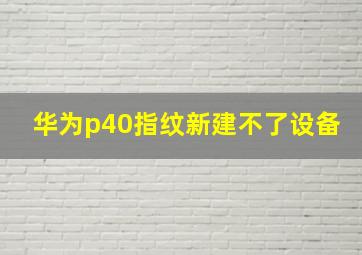 华为p40指纹新建不了设备