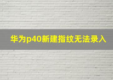 华为p40新建指纹无法录入