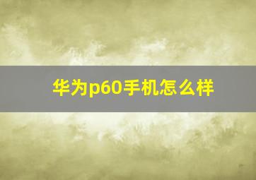 华为p60手机怎么样