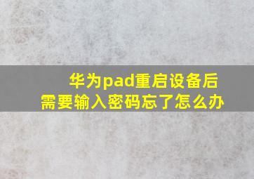 华为pad重启设备后需要输入密码忘了怎么办