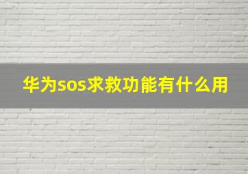 华为sos求救功能有什么用