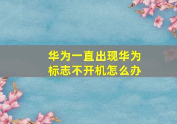 华为一直出现华为标志不开机怎么办