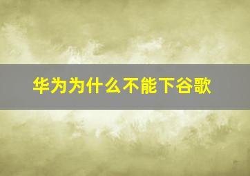 华为为什么不能下谷歌