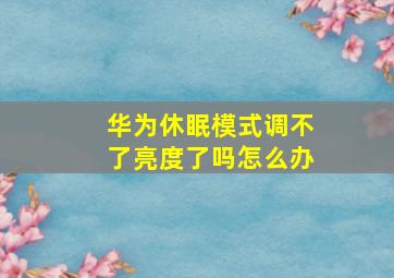 华为休眠模式调不了亮度了吗怎么办