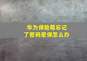 华为保险箱忘记了密码密保怎么办