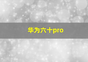 华为六十pro