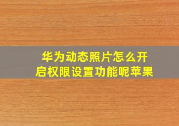 华为动态照片怎么开启权限设置功能呢苹果