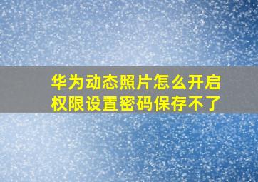 华为动态照片怎么开启权限设置密码保存不了