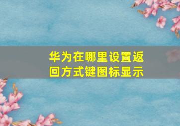 华为在哪里设置返回方式键图标显示