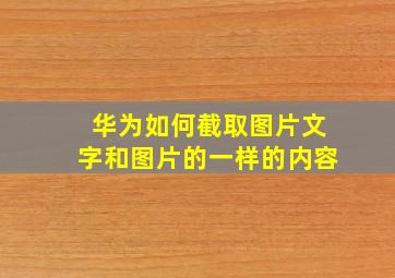 华为如何截取图片文字和图片的一样的内容