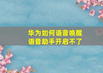 华为如何语音唤醒语音助手开启不了