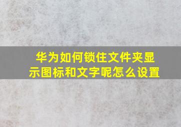 华为如何锁住文件夹显示图标和文字呢怎么设置