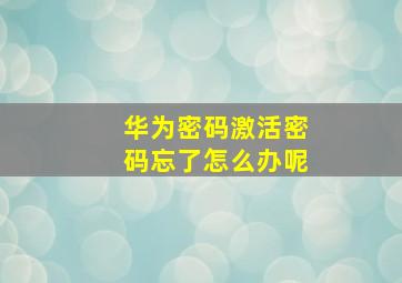 华为密码激活密码忘了怎么办呢